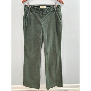 London Jean Green Corduroy Pants Size 6 Long Stretch Straight Leg Earthy Neutral